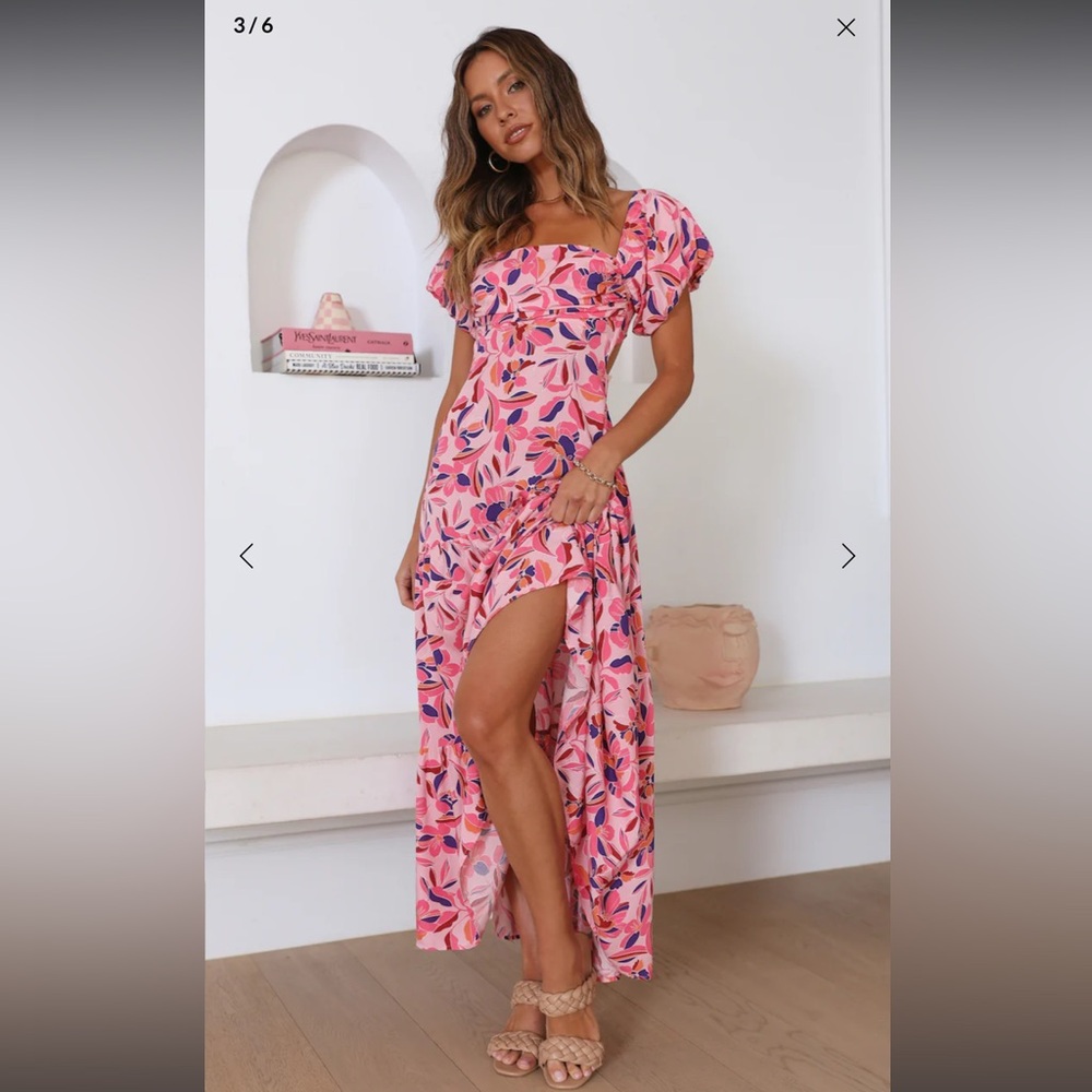 Cut-out Floral Maxi Dress